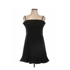 French Connection Black Spaghetti-Strap Mini Dress with Ruffle Hemline